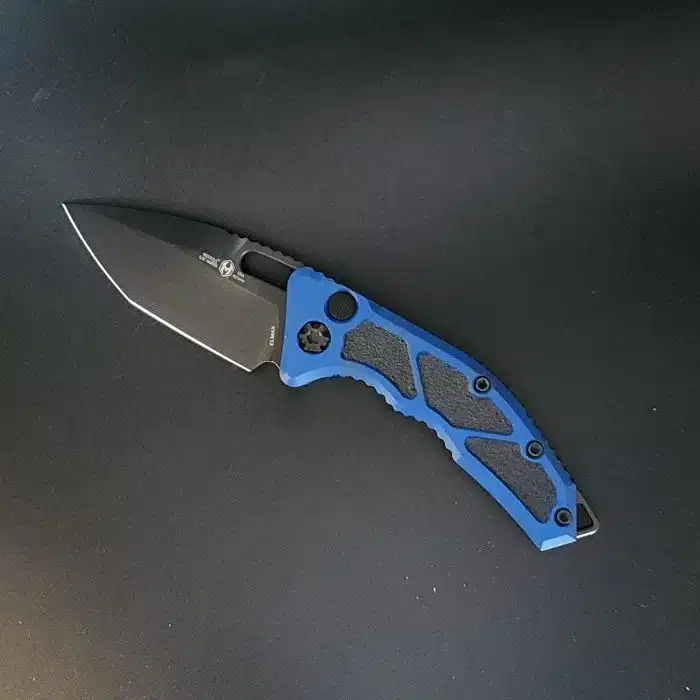 Heretic Knives Medusa Auto DLC Tanto Blue Handle Black Hardware H011-4A-BLU