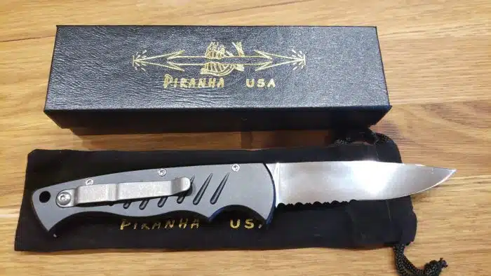 Piranha P-1BKS Pocket Black Handle, Serrated Blade - Image 2