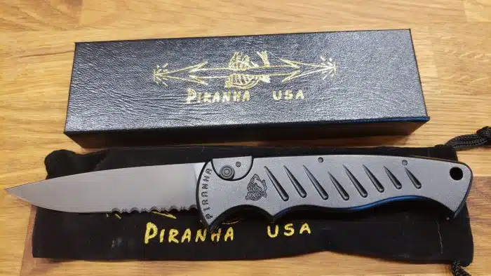 Piranha P-1BKTS Pocket Tactical Black Blade & Handle Serrated