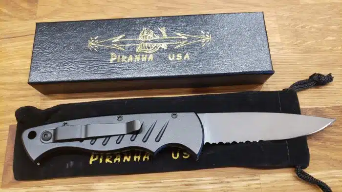 Piranha P-1BKTS Pocket Tactical Black Blade & Handle Serrated - Image 2