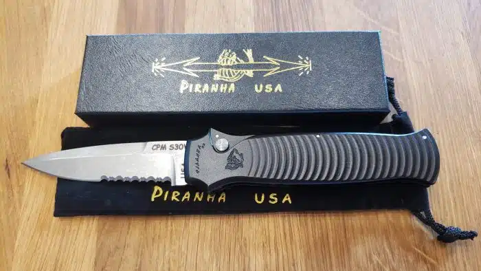 Piranha Bodyguard P-6BKS Black Stonewash Serrated Auto