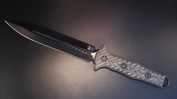 Heretic Knives Nephilim Fixed Blade Carbon Fiber Scales Battleworn