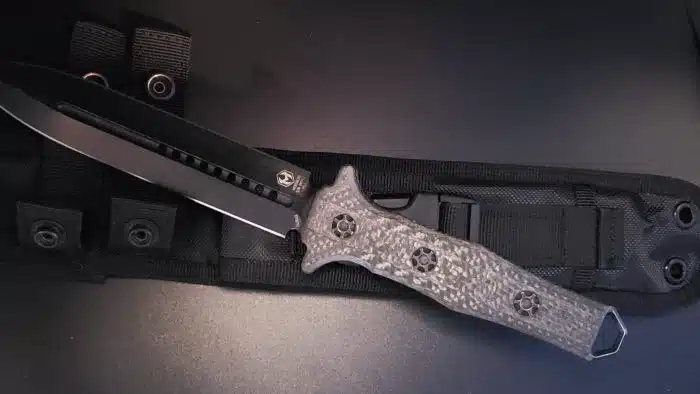 Heretic Knives Nephilim Fixed Blade Carbon Fiber Scales Battleworn - Image 2