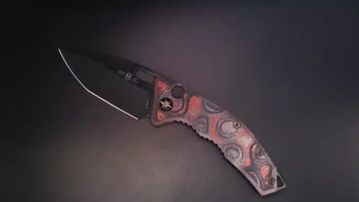 Heretic Knives Medusa Auto 2 Tone DLC Tanto Orange Camo Carbon Fiber H011-6A-ORCF