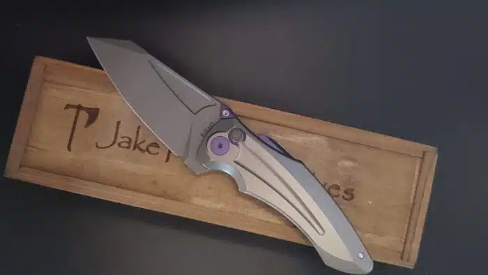 Jake Hoback Sumo Button Lock 20CV Blade & Ti Handle Purple Accents