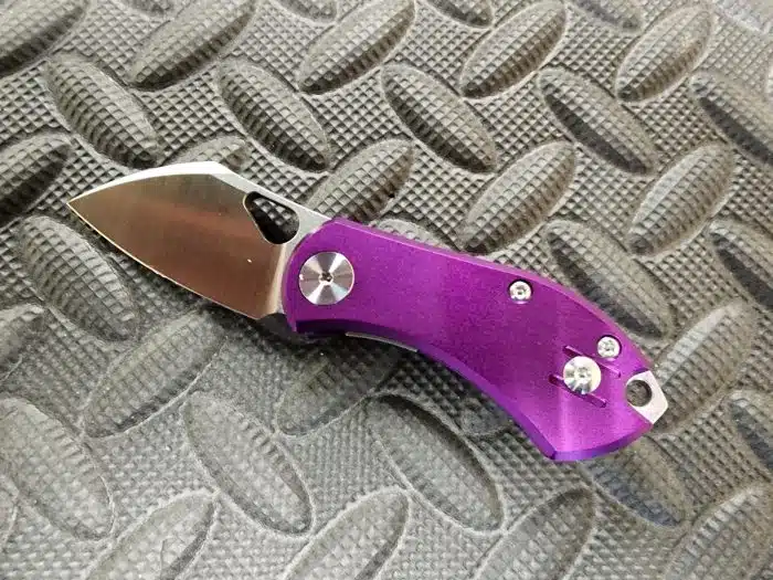 GiantMouse ACE Nibbler 2" Folder N690 Satin Sheepfoot Purple Aluminum Handle