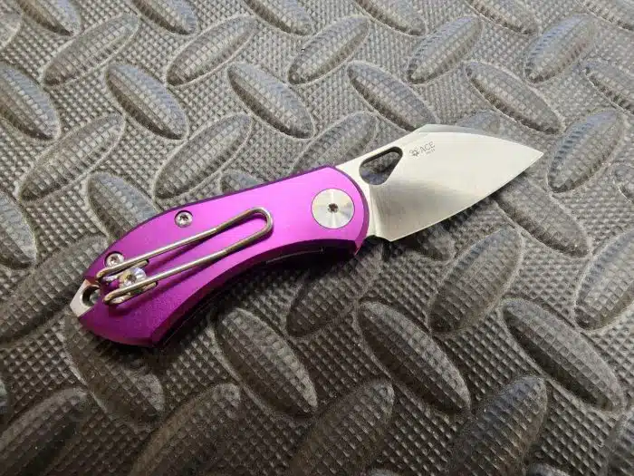 GiantMouse ACE Nibbler 2" Folder N690 Satin Sheepfoot Purple Aluminum Handle - Image 2