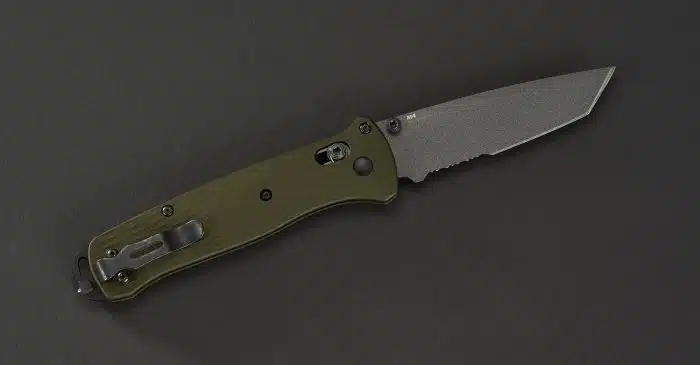 Benchmade Bailout 537SGY-1 Gray Serrated Tanto CPM-M4 Green Aluminum - Image 2