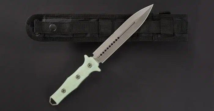 Heretic Knives Nephilim Fixed Blade Dagger Jade G10 Battleworn - Image 2