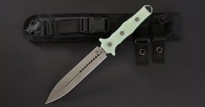 Heretic Knives Nephilim Fixed Blade Dagger Jade G10 Battleworn