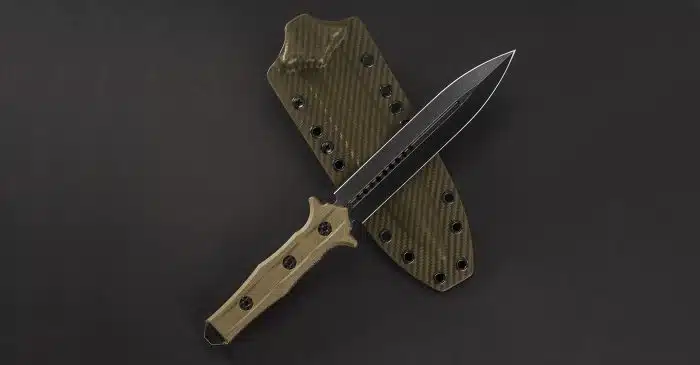 Heretic Knives Nephilim Fixed Blade Dagger Green G10 Battleworn Black