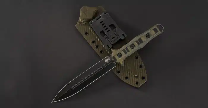 Heretic Knives Nephilim Fixed Blade Dagger Green/Black G10 Battleworn - Image 2