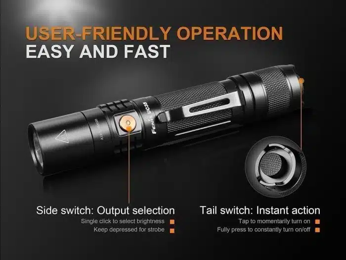 Fenix UC35 V2.0 Black USB Rechargeable 1000 Lumen Flashlight