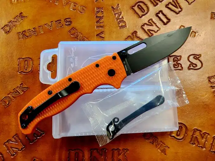 Demko Knives AD20.5 Shark Lock Black DLC 3.25" Clip Point Orange Grivory - Image 2