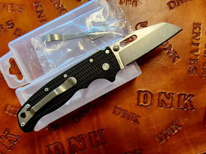 Demko Knives AD20.5 Shark Lock Stonewashed 3.25" Wharncliffe Black Grivory - Image 2