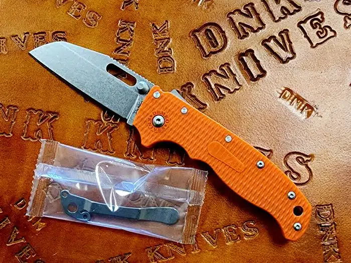 Demko Knives AD20.5 Shark Lock Stonewashed 3.25" Wharncliffe Orange Grivory - Image 2