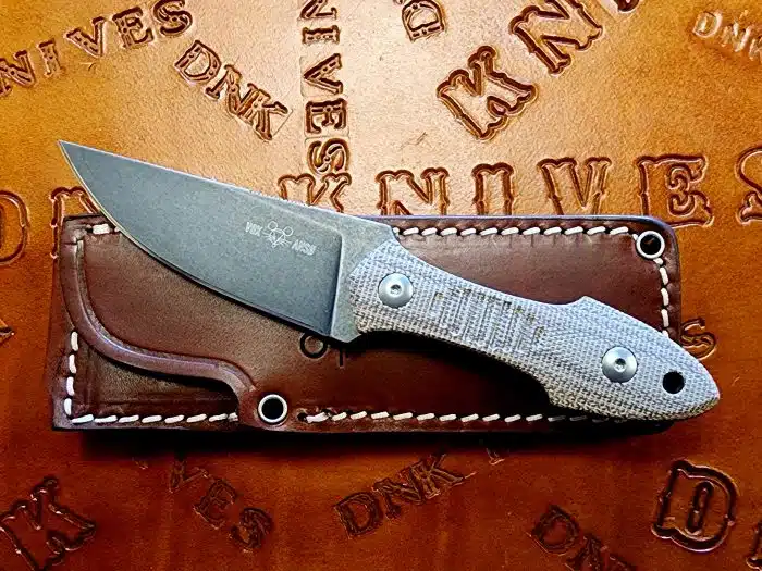 GiantMouse GMF3P N690 3.25" Fixed Stonewashed PVD Natural Canvas Micarta