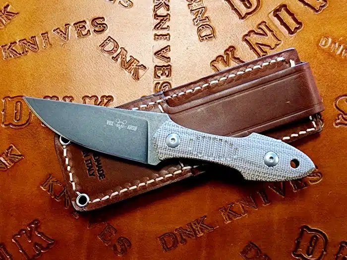 GiantMouse GMF3P N690 3.25" Fixed Stonewashed PVD Natural Canvas Micarta - Image 2