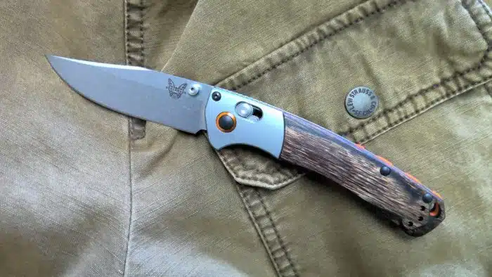 Benchmade Mini Crooked River 3.4" Folder AXIS Lock Satin S30V Diamondwood w/Aluminum Bolsters 15085-2