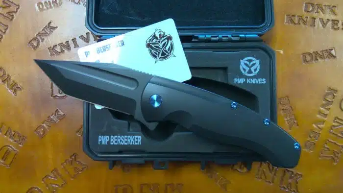 PMP Berserker PVD Ti Handle PVD M390 Tanto Blue Hardware PMP054