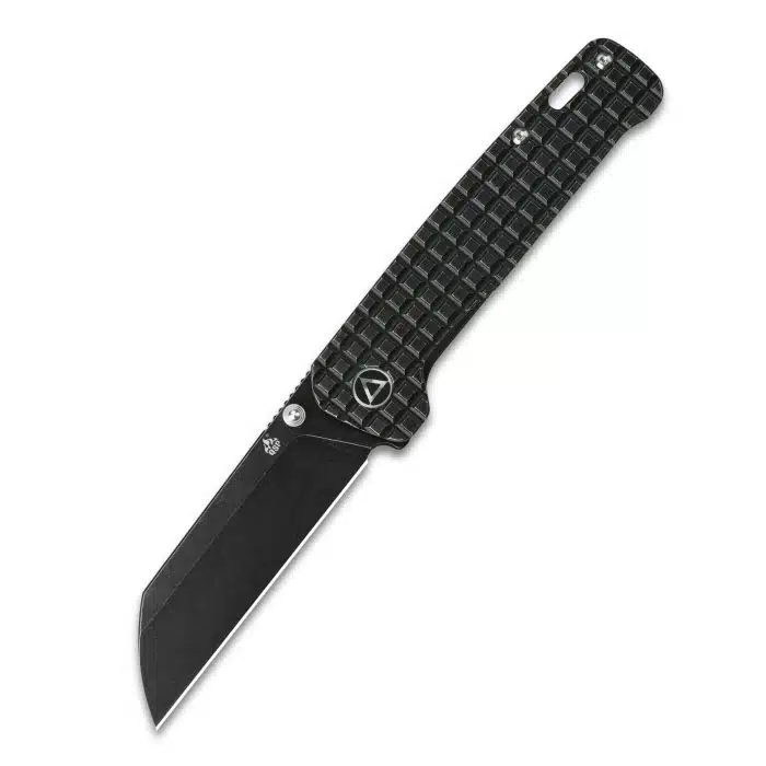 QSP Penguin Black Frag Titanium Framelock Black Stonewash 154CM Sheepsfoot QS130-OFRG