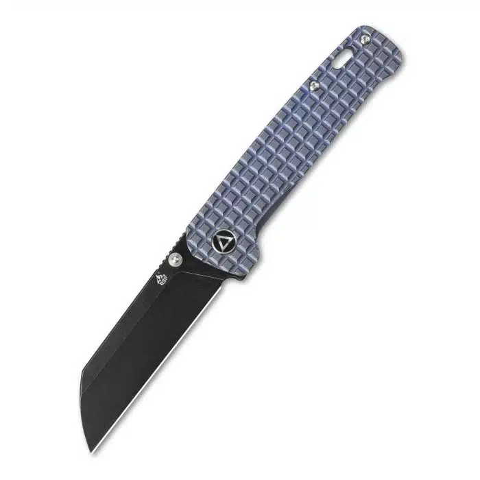 QSP Penguin Blue Frag Titanium Framelock Black Stonewash 154CM Sheepsfoot QS130-SFRG