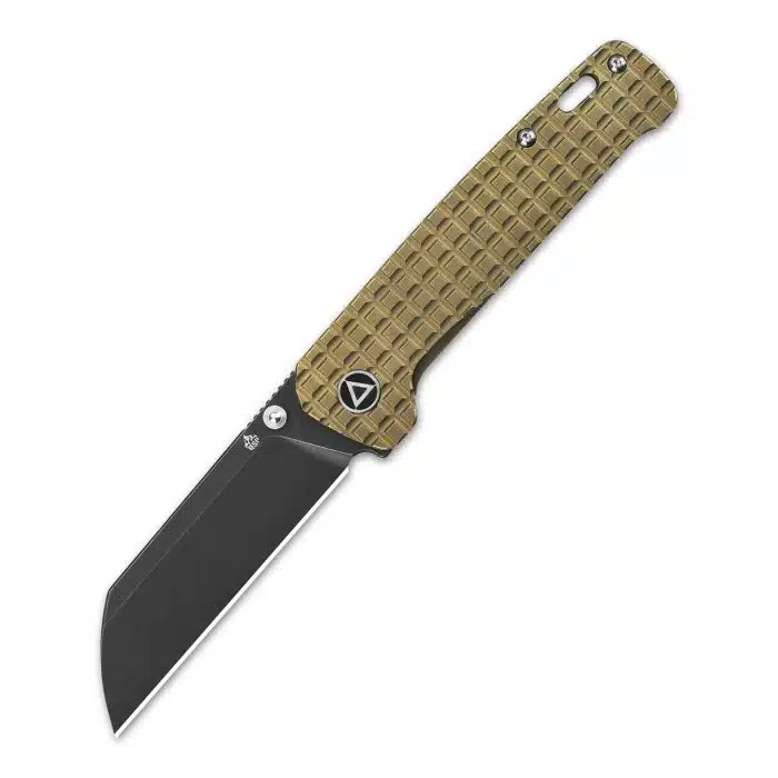 QSP Penguin Brown Frag Titanium Framelock Black Stonewash 154CM Sheepsfoot QS130-BFRG