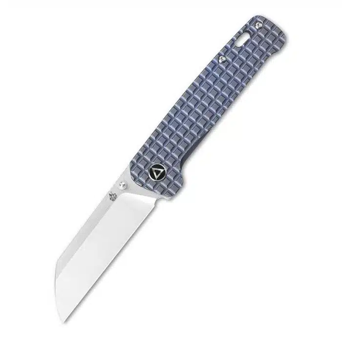 QSP Penguin Blue Frag Stonewash Titanium Framelock Stonewashed 154CM Sheepsfoot QS130-RFRG1