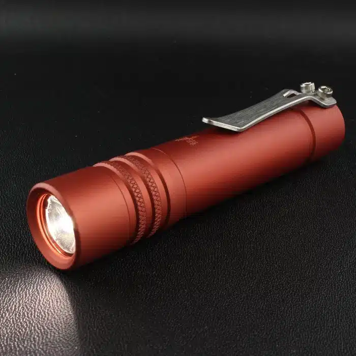 Focusworks F3 EDC 5000K LED Flashlight 14500 Blood Orange Aluminum