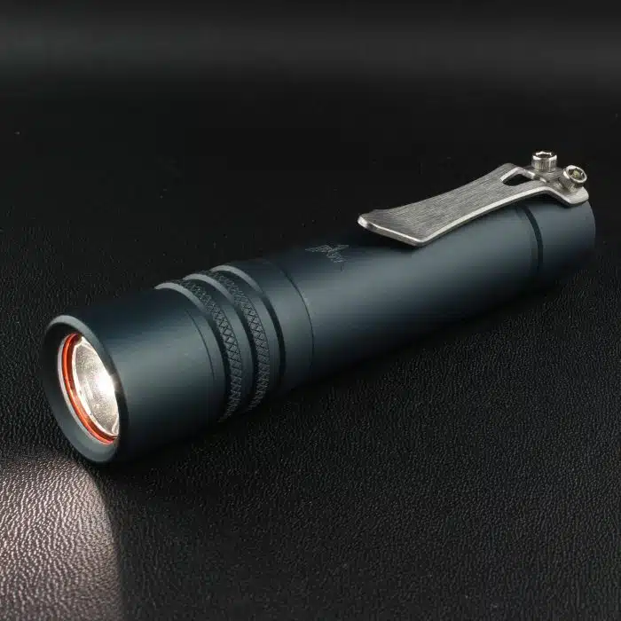 Focusworks F3 EDC 5000K LED Flashlight 14500 Gun Metal Blue Aluminum