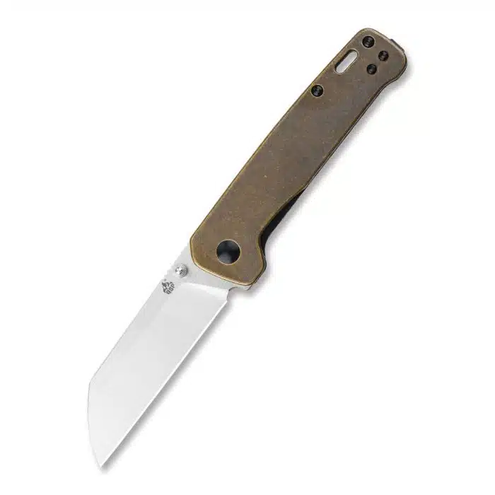 QSP Penguin 3.06" D2 2 Tone Satin Sheepsfoot Blade Brass Stonewashed Handle QS130-F