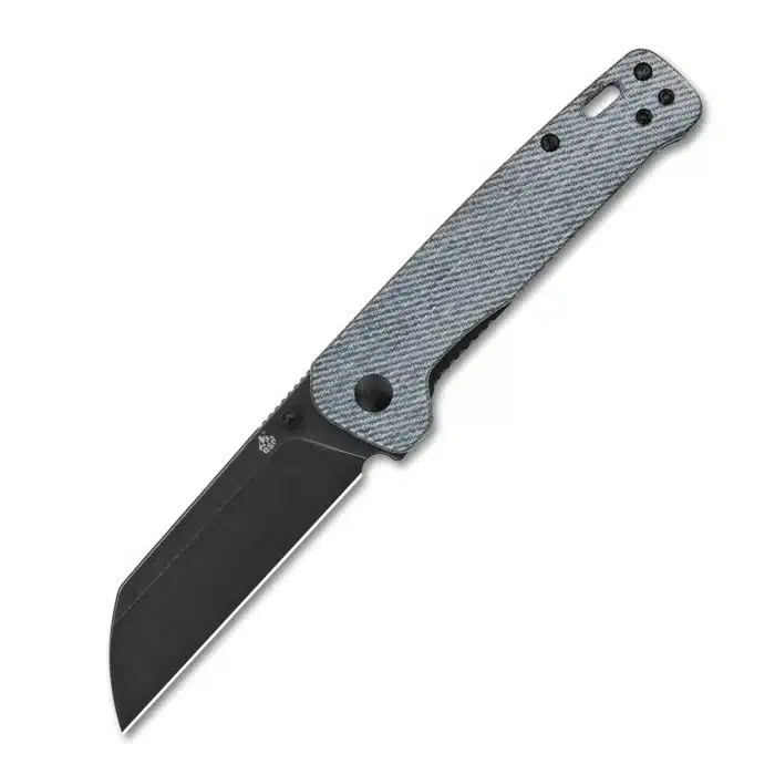 QSP Penguin 3.06" D2 Black Stonewash Sheepsfoot Blade Denim Micarta QS130-B2