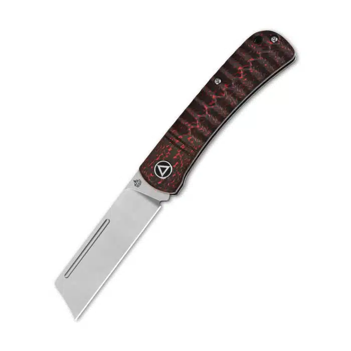 QSP Hedgehog Slip Joint Red Carbon Fiber 2.875" 14C28N Satin Cleaver Blade QS142-D