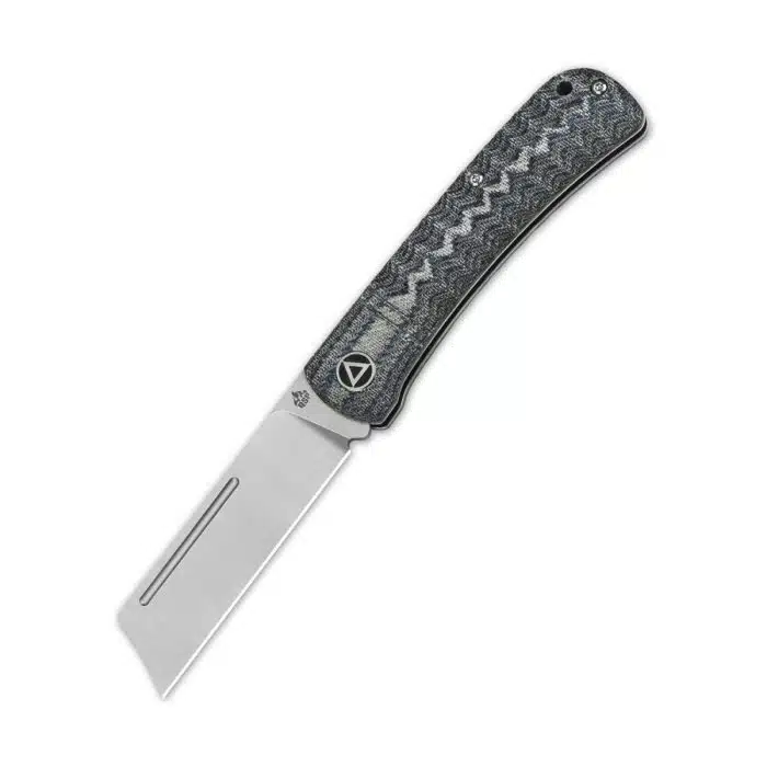 QSP Hedgehog Slip Joint Blue Denim Micarta 2.875" 14C28N Satin Cleaver Blade QS142-B