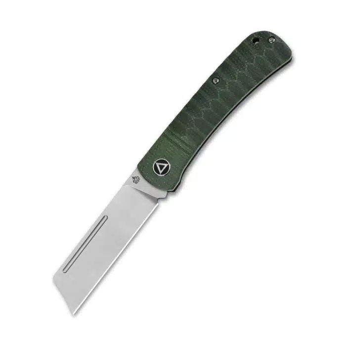 QSP Hedgehog Slip Joint Green Micarta 2.875" 14C28N Satin Cleaver Blade QS142-A