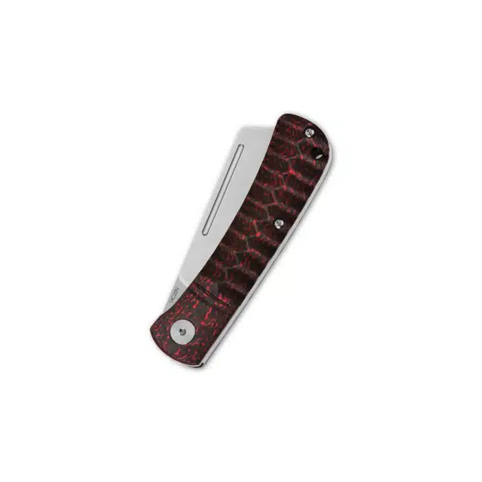 QSP Hedgehog Slip Joint Red Carbon Fiber 2.875" 14C28N Satin Cleaver Blade QS142-D - Image 2