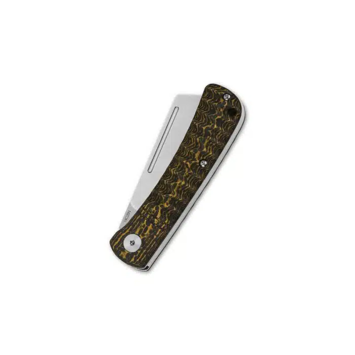 QSP Hedgehog Slip Joint Golden Carbon Fiber 2.875" 14C28N Satin Cleaver Blade QS142-C - Image 2