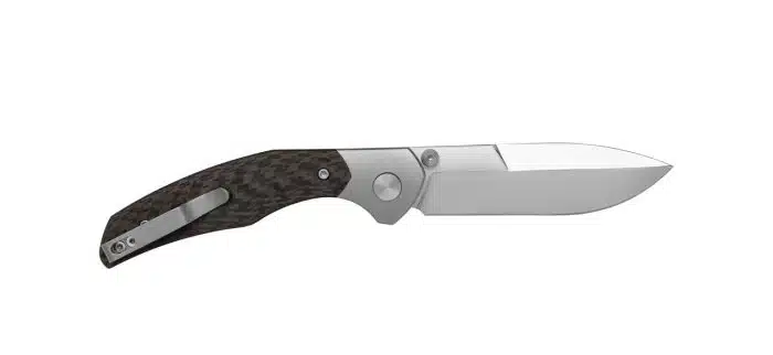 Bastards Knives Utopia Button Lock M390 Mirror Stonewash Drop Point Titanium Carbon Fiber - Image 2