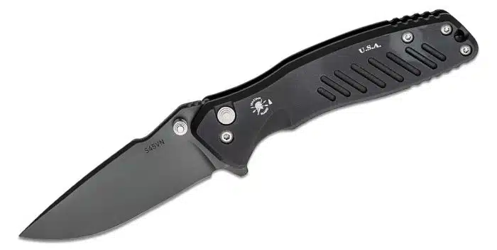 Spartan Blades Pallas 3.75" Black PVD S45VN Drop Point Black Aluminum