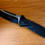 QSP Kestrel Flipper Brown Burlap Micarta 14C28N Black Stonewashed Clip Point QS145-A2