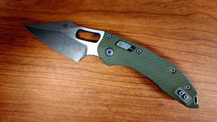 Microtech 169RL-10APFLGTOD Stitch Ram-Lok Apocalyptic Wharncliffe OD Green Fluted G10