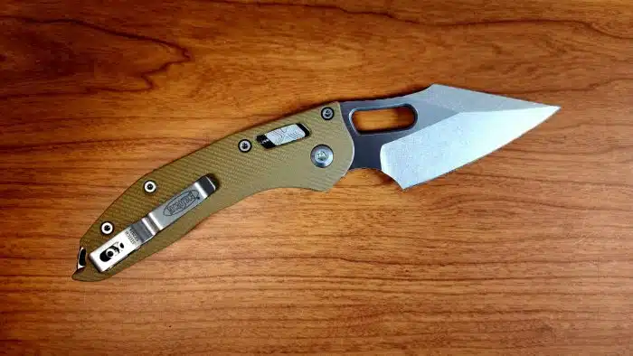 Microtech 169RL-10FLGTTA Stitch Ram-Lok Stonewash Wharncliffe Tan Fluted G10 - Image 2