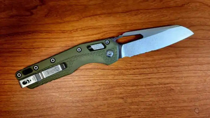 Microtech MSI 210T-11PMOD Ram-Lok OD Green Polymer Stonewashed Partially Serrated Blade - Image 2