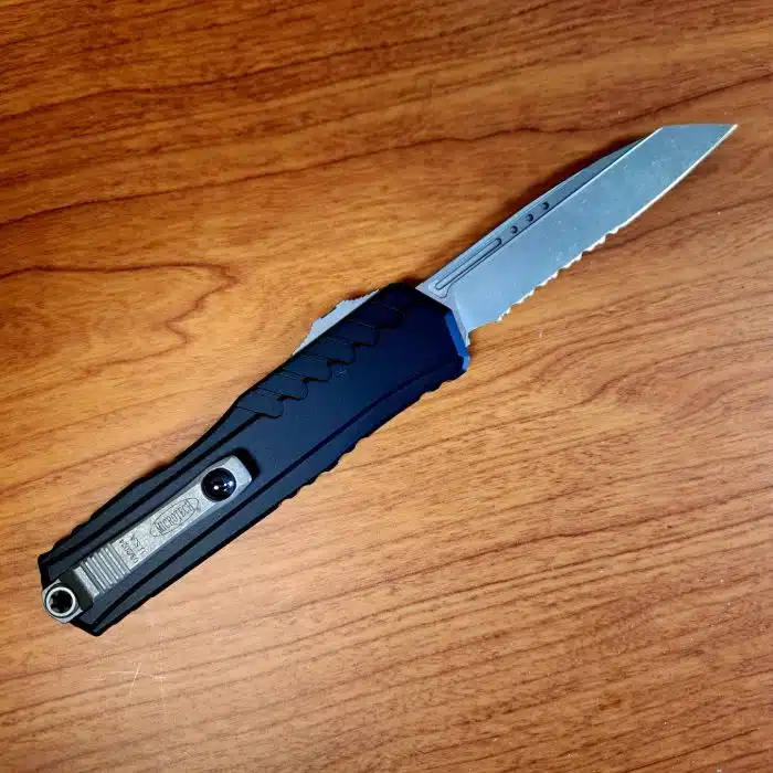 Microtech 1241-11AP Cypher II Black Aluminum Apocalyptic Serrated Wharncliffe - Image 2