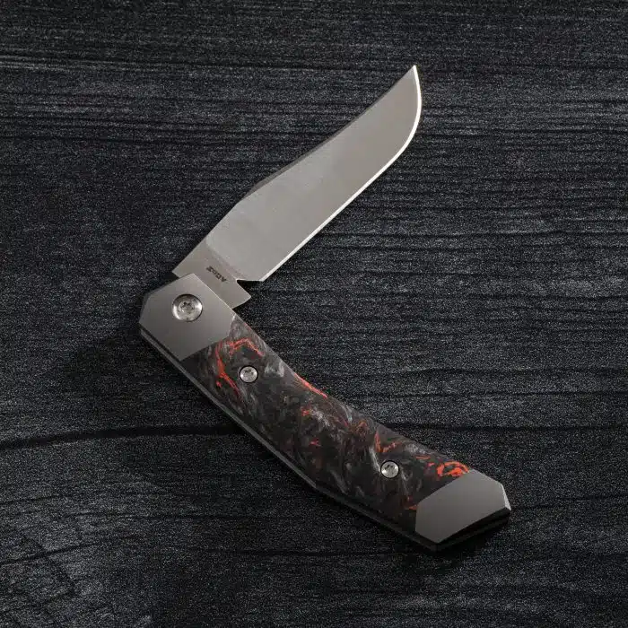 Jack Wolf Mini Cyborg Jack Fat Carbon Dark Matter Orange Belt Satin S90V Blade - Image 2