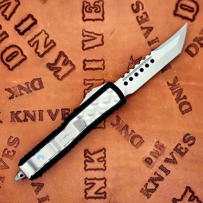 Microtech 126H-10BIS Daytona Stonewashed Hellhound Black Aluminum Handle Titanium Bubble Inlay - Image 2