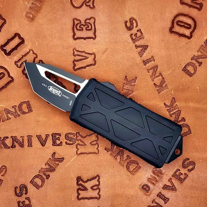 Microtech 158-1T Exocet Money Clip OTF Cali Legal 1.9" Black Tanto Blade Black Aluminum Body