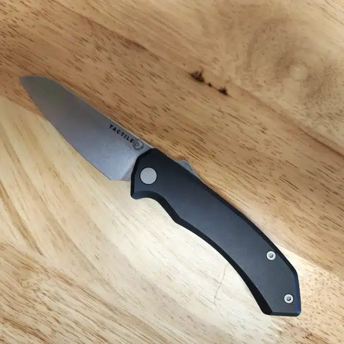 Tactile Knife Chupacabra Black Aluminum Tumbled Magnacut Sheepsfoot