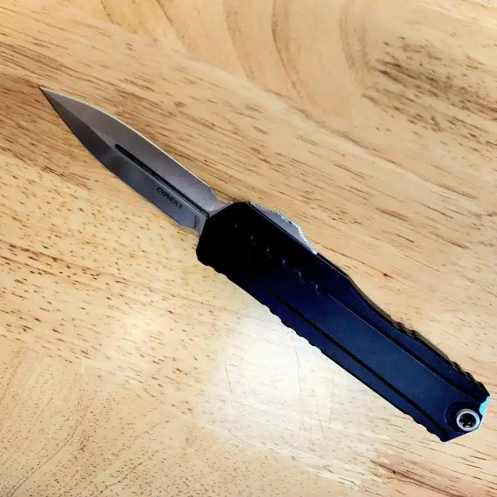 Microtech 1242-10 Cypher II Black Aluminum Stonewashed Dagger