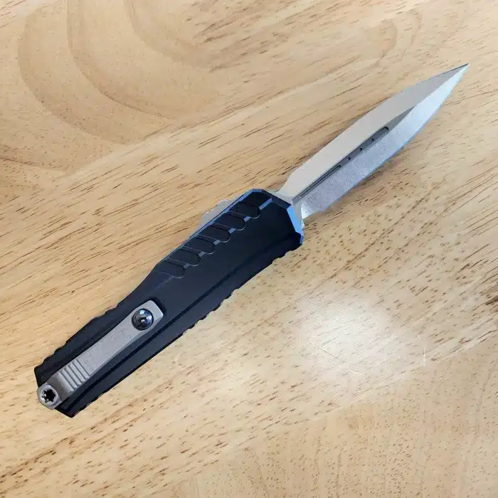 Microtech 1242-10 Cypher II Black Aluminum Stonewashed Dagger - Image 2